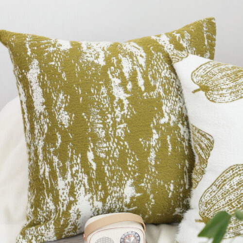 50cm Throw Pillow White Olive Green Plush Polyester Fiber Cotton - Image 3