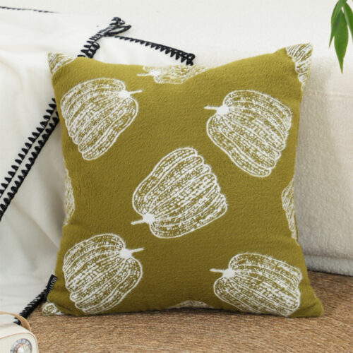 50cm Throw Pillow Green Autumn Harvest Pumpkin Print Decor - Image 2