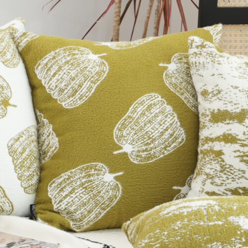 50cm Throw Pillow Green Autumn Harvest Pumpkin Print Decor - Image 3
