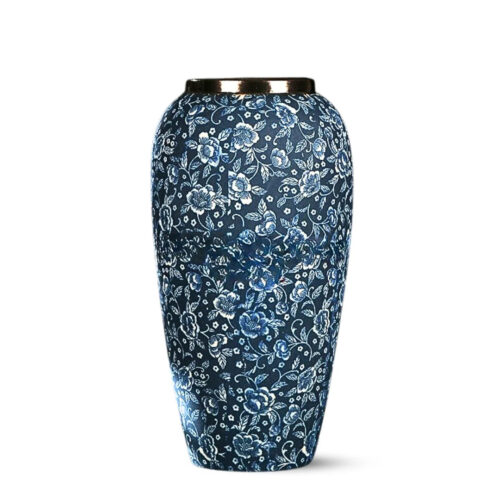 35x17cm Blue with White Mini Floral Large Ceramic Flower Vase Elegant Living Room Decor