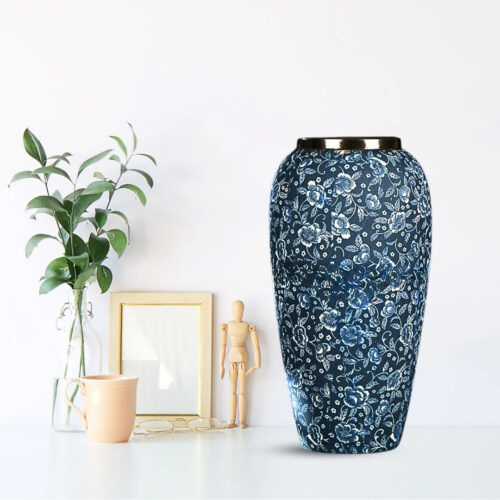 35x17cm Blue with White Mini Floral Large Ceramic Flower Vase Elegant Living Room Decor - Image 7