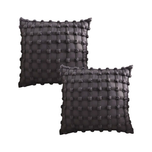 2x 50cm Black Medieval Puff Rivet Square Product Throw Pillow