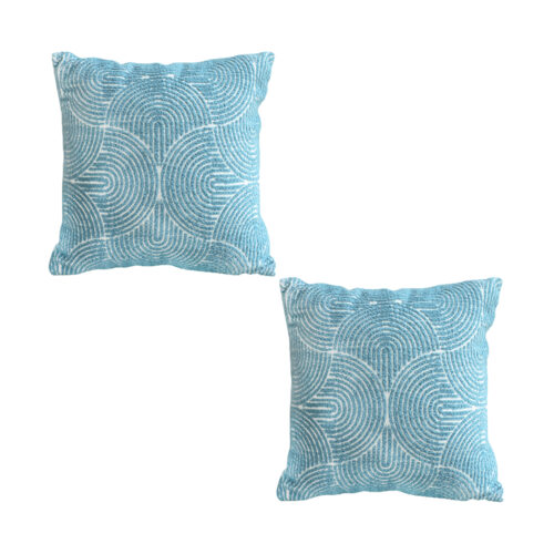 2x 50cm Blue Throw Pillow Geometric Indoor Outdoor Corded