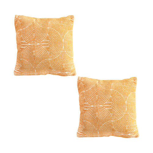 2x 50cm Mustard Yellow Throw Pillow Geometric Indoor Outdoor Corded