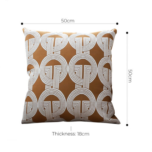 2x 50cm Throw Pillow Brown Circular Chain Jacquard Decorative Square - Image 5