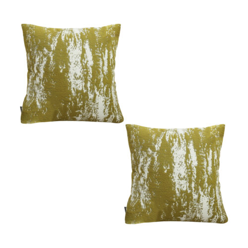 2x 50cm Throw Pillow White Olive Green Plush Polyester Fiber Cotton
