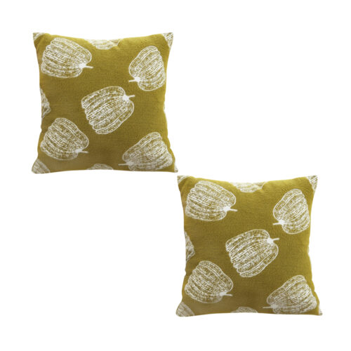 2x 50cm Throw Pillow Green Autumn Harvest Pumpkin Print Decor