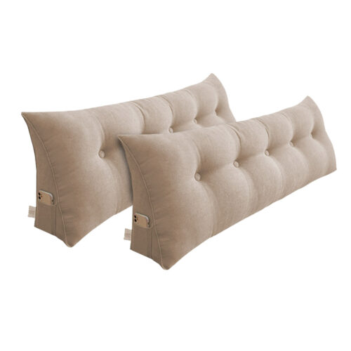 2x 100cm Beige Wedge Bed Pillow Headboard Backrest Bedside Tatami Cushion Decor