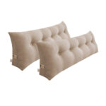 2x 150cm Beige Wedge Bed Pillow Headboard Backrest Bedside Tatami Cushion Decor
