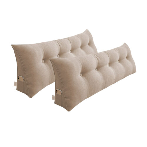 2x 150cm Beige Wedge Bed Pillow Headboard Backrest Bedside Tatami Cushion Decor