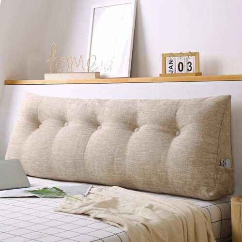 2x 150cm Beige Wedge Bed Pillow Headboard Backrest Bedside Tatami Cushion Decor - Image 2