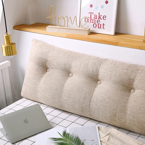 2x 150cm Beige Wedge Bed Pillow Headboard Backrest Bedside Tatami Cushion Decor - Image 3