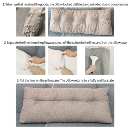 2x 150cm Beige Wedge Bed Pillow Headboard Backrest Bedside Tatami Cushion Decor - Image 7