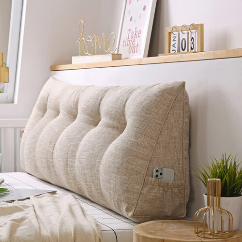 2x 150cm Beige Wedge Bed Pillow Headboard Backrest Bedside Tatami Cushion Decor - Image 8