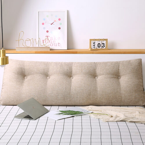 2x 150cm Beige Wedge Bed Pillow Headboard Backrest Bedside Tatami Cushion Decor - Image 9