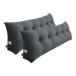 2x 150cm Dark Grey Wedge Bed Pillow Headboard Backrest Bedside Tatami Cushion Decor