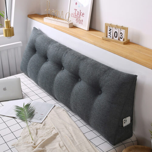 2x 150cm Dark Grey Wedge Bed Pillow Headboard Backrest Bedside Tatami Cushion Decor - Image 3