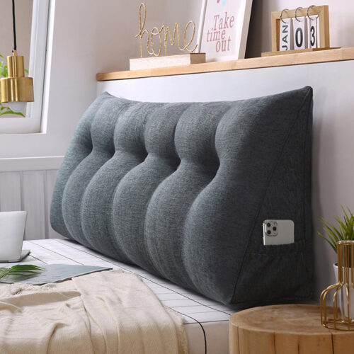 2x 150cm Dark Grey Wedge Bed Pillow Headboard Backrest Bedside Tatami Cushion Decor - Image 4
