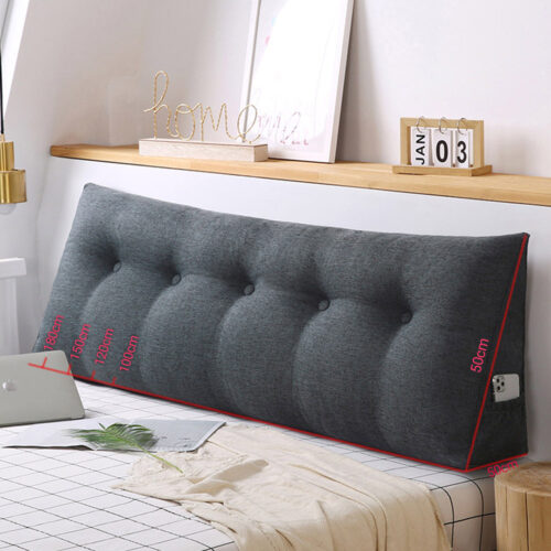 2x 150cm Dark Grey Wedge Bed Pillow Headboard Backrest Bedside Tatami Cushion Decor - Image 6