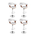 4x Artiss Bar Stools Gas Lift Leather with Armrest White