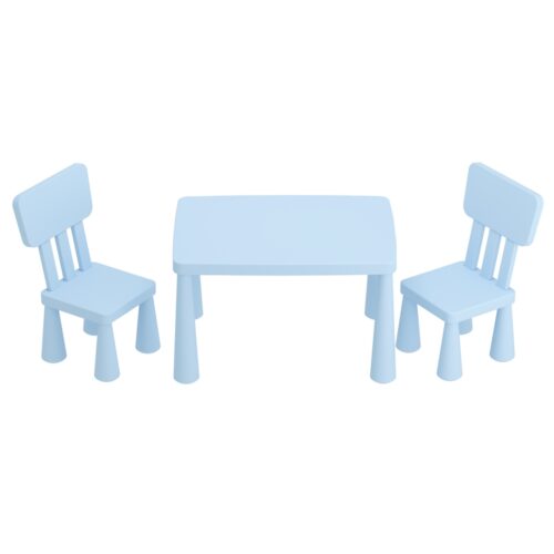 1 Keezi Kids Table and 2 Chairs Set Blue - Image 3