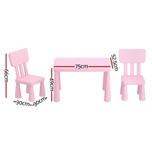 1 Keezi Kids Table and 2 Chairs Set Pink - Image 2