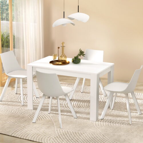 1 Artiss Dining Table and 4 Chairs Set Rectangle White - Image 7