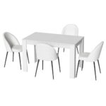 Artiss Dining Table & Chairs Set 5pcs Wood Sherpa Seater Restaurant Kitchen White