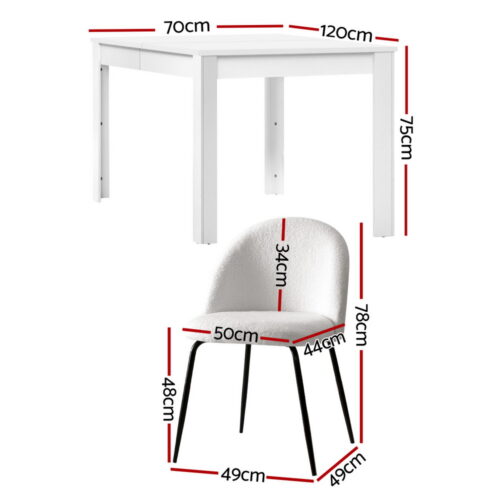 Artiss Dining Table & Chairs Set 5pcs Wood Sherpa Seater Restaurant Kitchen White - Image 2