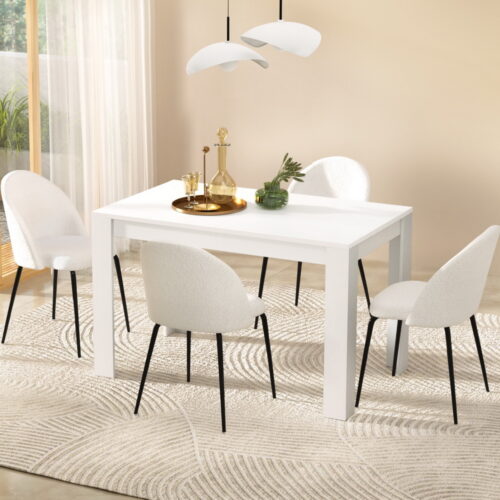 Artiss Dining Table & Chairs Set 5pcs Wood Sherpa Seater Restaurant Kitchen White - Image 7