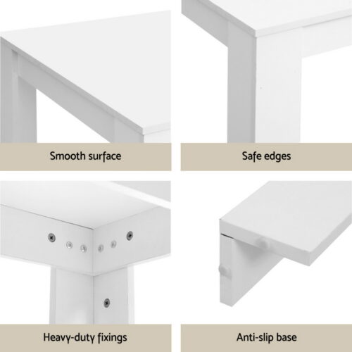 1 Artiss Dining Table and 4 Chairs Set White Wood - Image 5