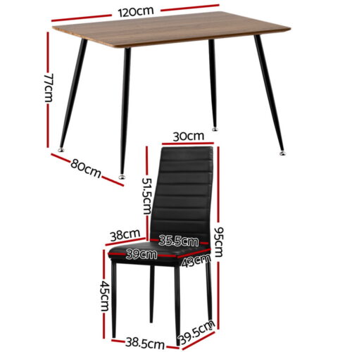 1 Artiss Dining Table and 4 Chairs Set Rectangle Metal - Image 2