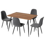 Artiss Dining Set 5pcs Seater Table Chairs Wooden Metal Grey Restaurant Kitchen
