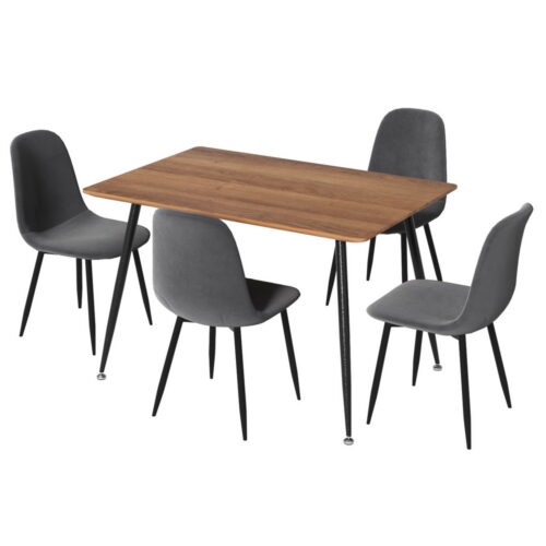 Artiss Dining Set 5pcs Seater Table Chairs Wooden Metal Grey Restaurant Kitchen
