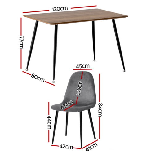 Artiss Dining Set 5pcs Seater Table Chairs Wooden Metal Grey Restaurant Kitchen - Image 2