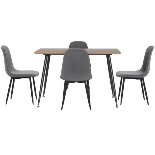 Artiss Dining Set 5pcs Seater Table Chairs Wooden Metal Grey Restaurant Kitchen - Image 3