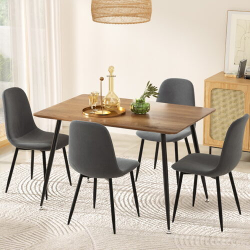 Artiss Dining Set 5pcs Seater Table Chairs Wooden Metal Grey Restaurant Kitchen - Image 7