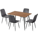 Artiss Dining Set 5pcs 4Seater Table Chairs Wooden Velvet Grey Kitchen Furniture
