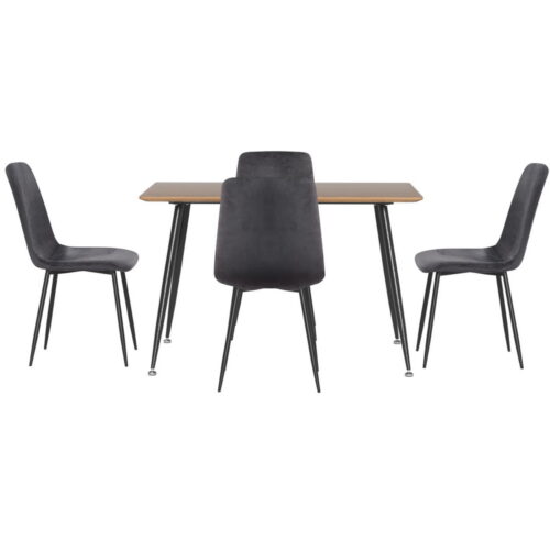 Artiss Dining Set 5pcs 4Seater Table Chairs Wooden Velvet Grey Kitchen Furniture - Image 3