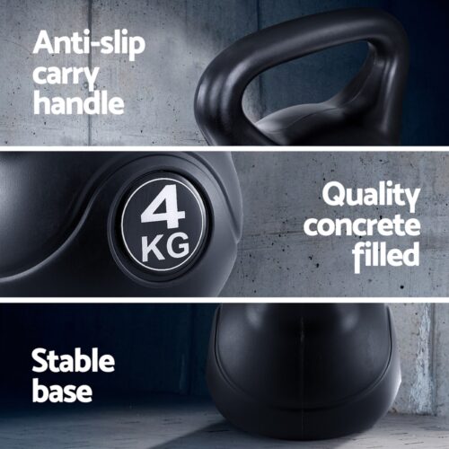 Everfit 4kg Kettlebell Set Weight Lifting Bench Dumbbells Kettle Bell Gym Home - Image 4