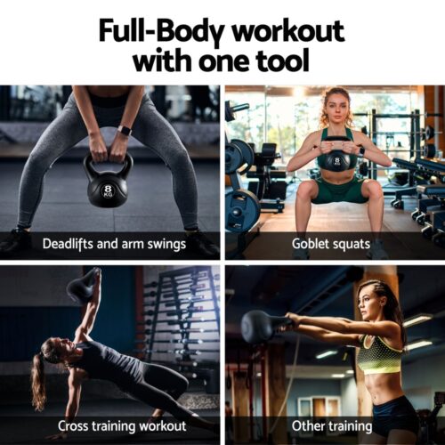 Everfit 8kg Kettlebell Set Weight Lifting Bench Dumbbells Kettle Bell Gym Home - Image 5