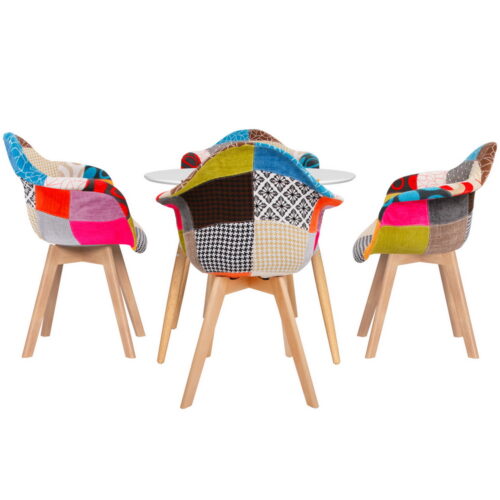 Artiss Dining Table and Chairs Set 5PCS Round Wood Restaurant Kitchen Furniture - Image 3