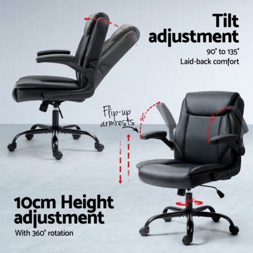 Artiss Computer Desk Executive Office Chairs Sets Black - Image 5