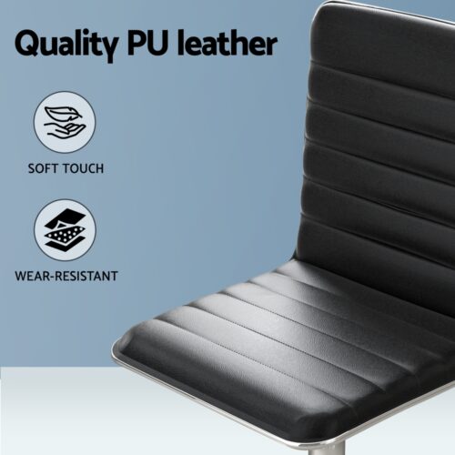 Artiss Computer Desk 120cm Executive Office Chairs Set PU Leather Low Back Black - Image 5