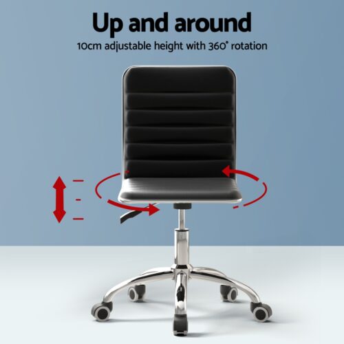 Artiss Computer Desk 120cm Executive Office Chairs Set PU Leather Low Back Black - Image 6
