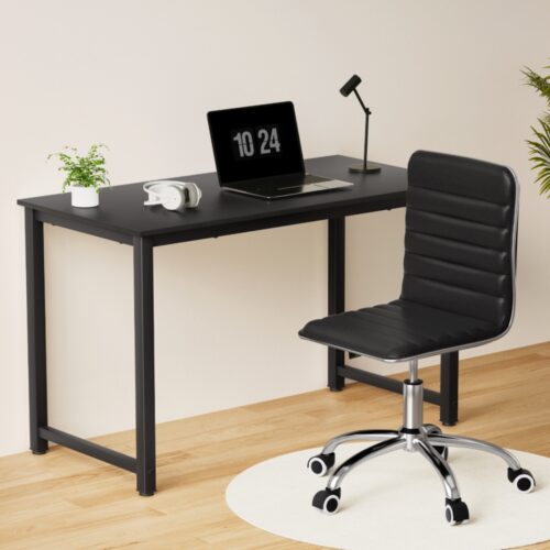 Artiss Computer Desk 120cm Executive Office Chairs Set PU Leather Low Back Black - Image 7