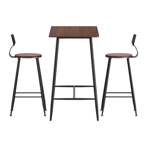 Artiss Bar Table and Stools Set Dining Desk Kitchen Chairs Cafe Pub - Image 3