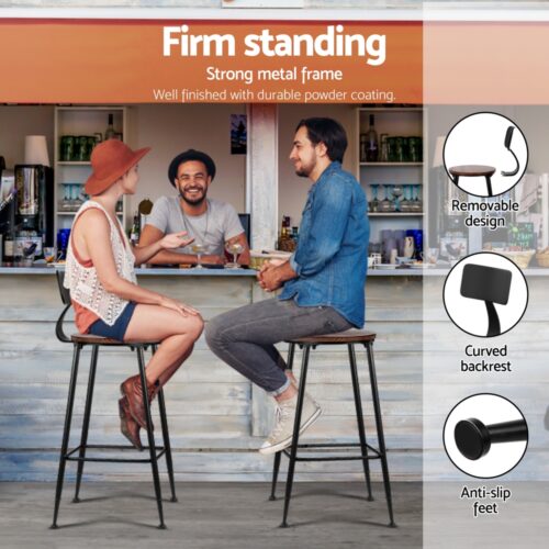 Artiss Bar Table and Stools Set Dining Desk Kitchen Chairs Cafe Pub - Image 6