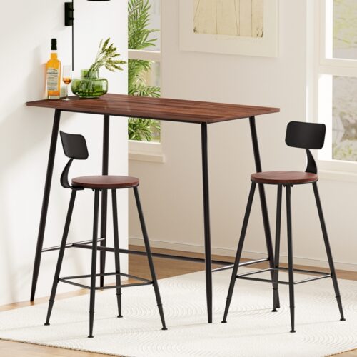 Artiss Bar Table and Stools Set Dining Desk Kitchen Chairs Cafe Pub - Image 7