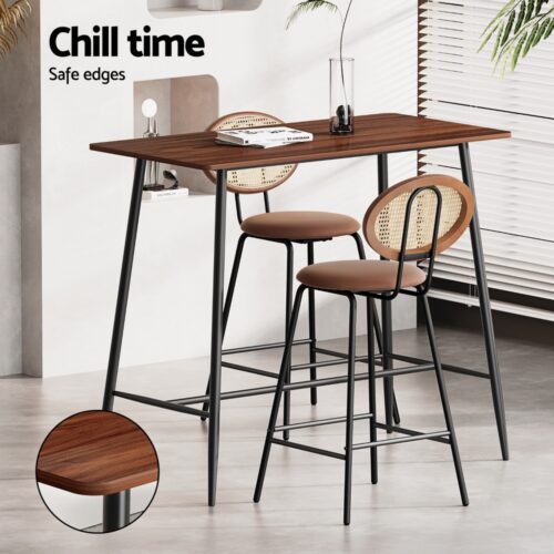 Artiss Bar Table Stools Set Dining Desk Industrial Kitchen Chairs Cafe Pub - Image 4